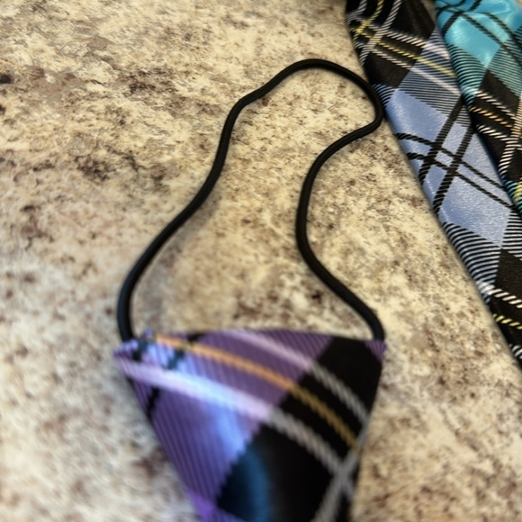 Ties 10 inch attached elastic cord satin look and feel NWOT set of 4 unisex - Picture 3 of 5